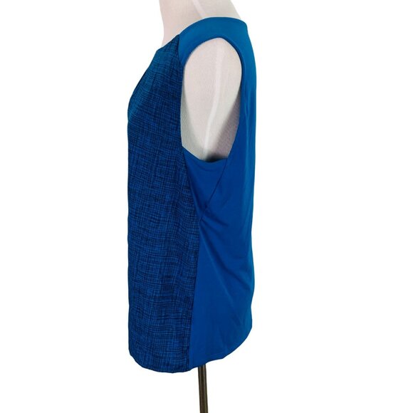 🟣🟣🟣 BANANA REPUBLIC Women's Size Small Blue Geometric High Neck Blouse - Picture 2 of 6